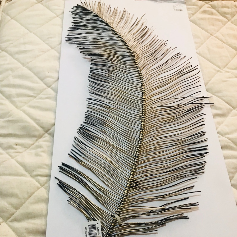 Pewter metal decorative feather